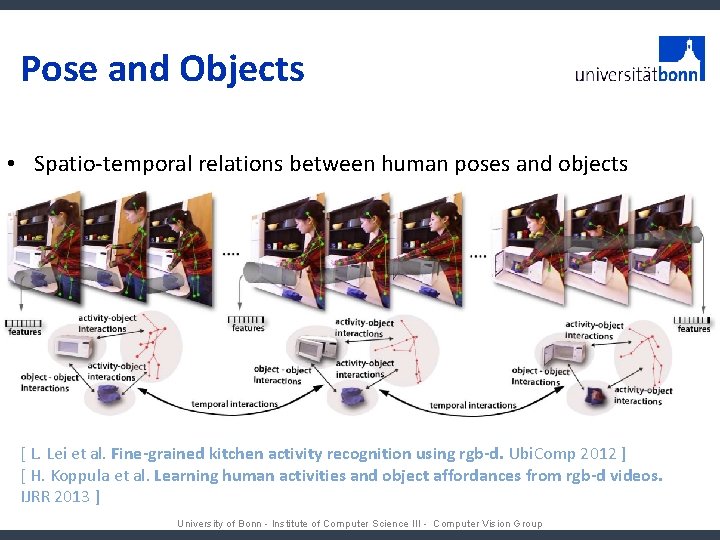 Pose and Objects • Spatio-temporal relations between human poses and objects [ L. Lei