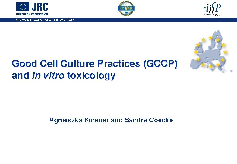 Alternatives 2007 –Workshop, Ankara, 12 -13 November 2007 Good Cell Culture Practices (GCCP) and
