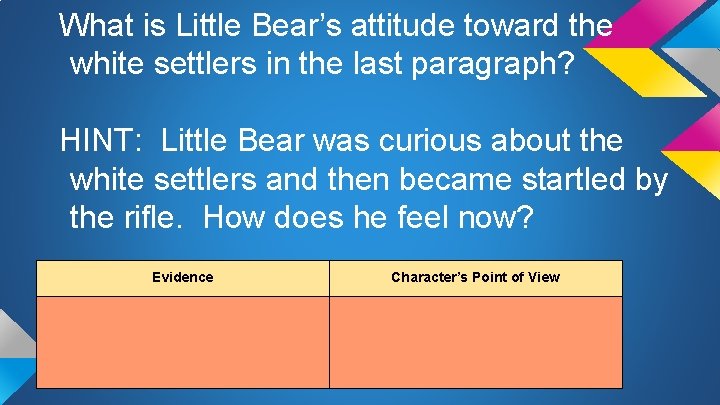 What is Little Bear’s attitude toward the white settlers in the last paragraph? HINT: