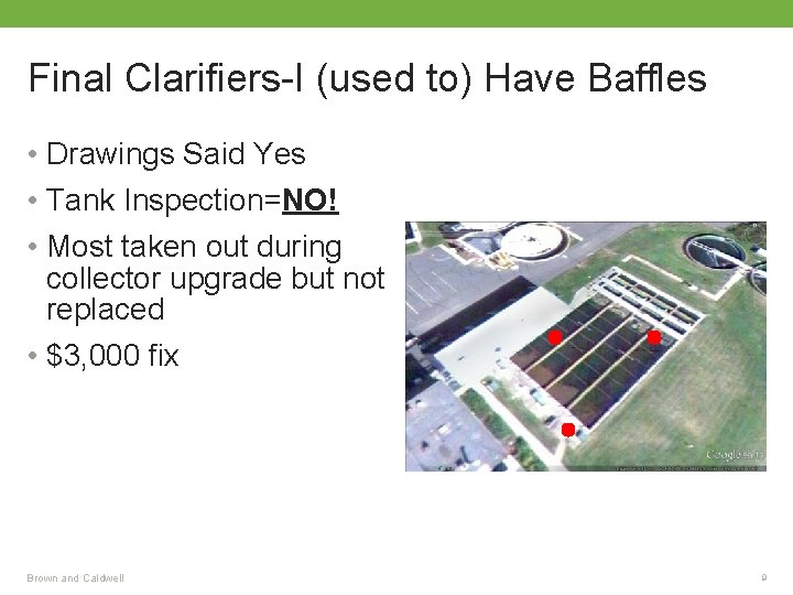Final Clarifiers-I (used to) Have Baffles • Drawings Said Yes • Tank Inspection=NO! •