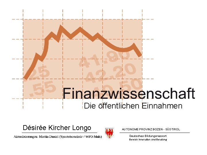 Die öffentlichen Einnahmen Désirée Kircher Longo AUTONOME PROVINZ BOZEN - SÜDTIROL Deutsches Bildungsressort Bereich