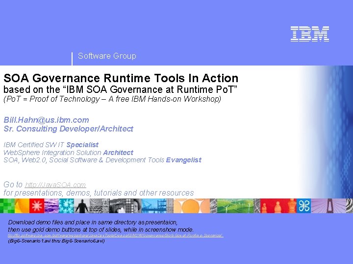 Software Group SOA Governance Runtime Tools In Action based on the “IBM SOA Governance