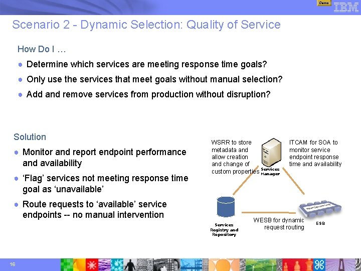 Demo Scenario 2 - Dynamic Selection: Quality of Service How Do I … ●