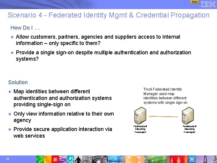 Demo Scenario 4 - Federated Identity Mgmt & Credential Propagation How Do I …