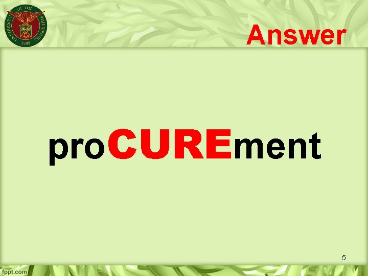 Answer pro. CUREment 5 