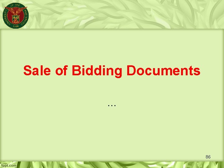 Sale of Bidding Documents … 86 