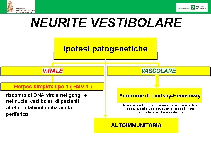 NEURITE VESTIBOLARE ipotesi patogenetiche Herpes simplex tipo 1 ( HSV-1 ) riscontro di DNA