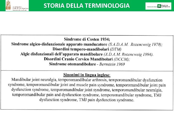 STORIA DELLA TERMINOLOGIA 