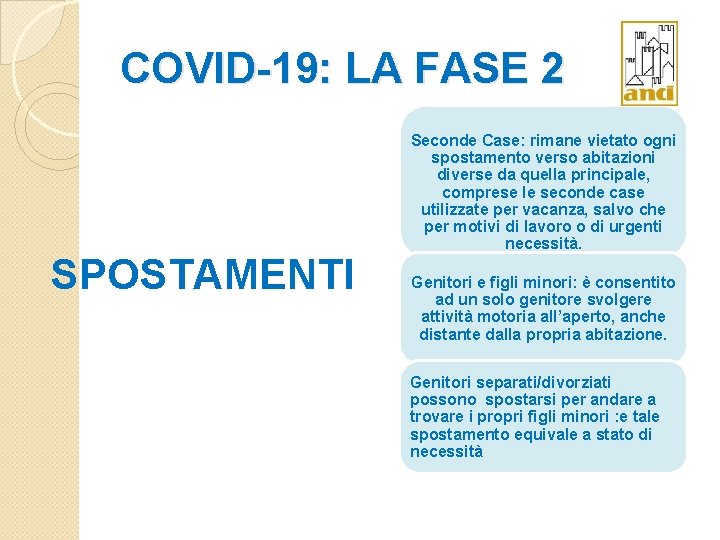 COVID-19: LA FASE 2 SPOSTAMENTI Seconde Case: rimane vietato ogni spostamento verso abitazioni diverse COVID-19: LA FASE 2 SPOSTAMENTI Seconde Case: rimane vietato ogni spostamento verso abitazioni diverse