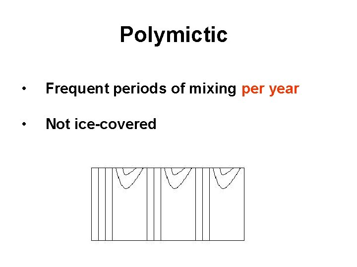 Polymictic • Frequent periods of mixing per year • Not ice-covered 