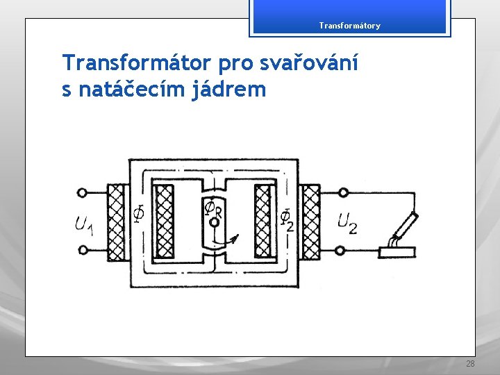 Transformátory Transformátor pro svařování s natáčecím jádrem 28 