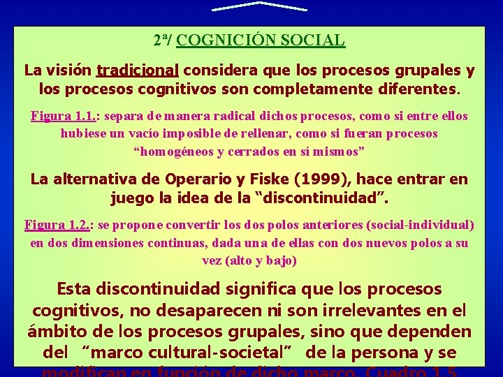 2ª/ COGNICIÓN SOCIAL La visión tradicional considera que los procesos grupales y los procesos