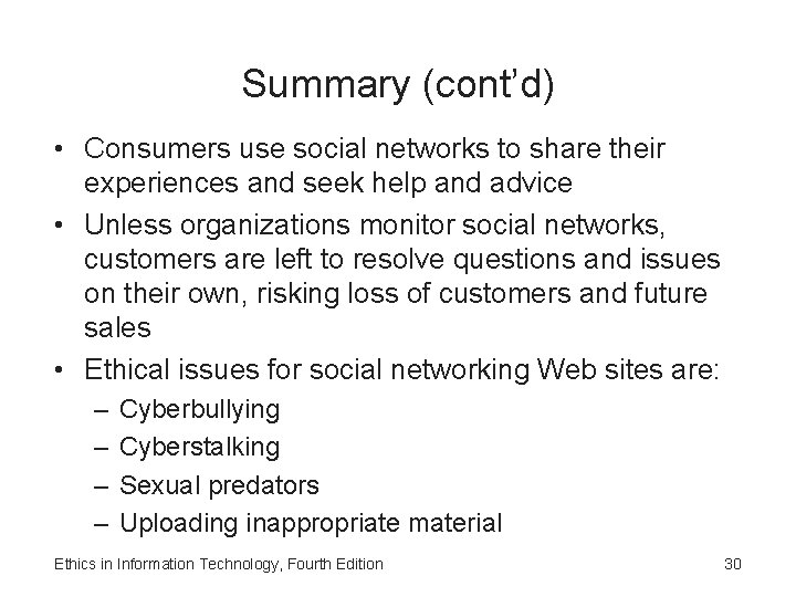 Summary (cont’d) • Consumers use social networks to share their experiences and seek help Summary (cont’d) • Consumers use social networks to share their experiences and seek help