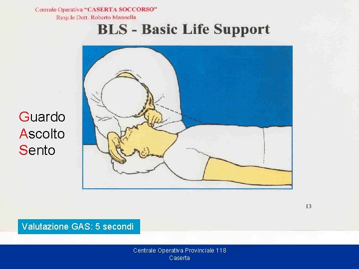 Guardo Ascolto Sento Valutazione GAS: 5 secondi Centrale Operativa Provinciale 118 Caserta 