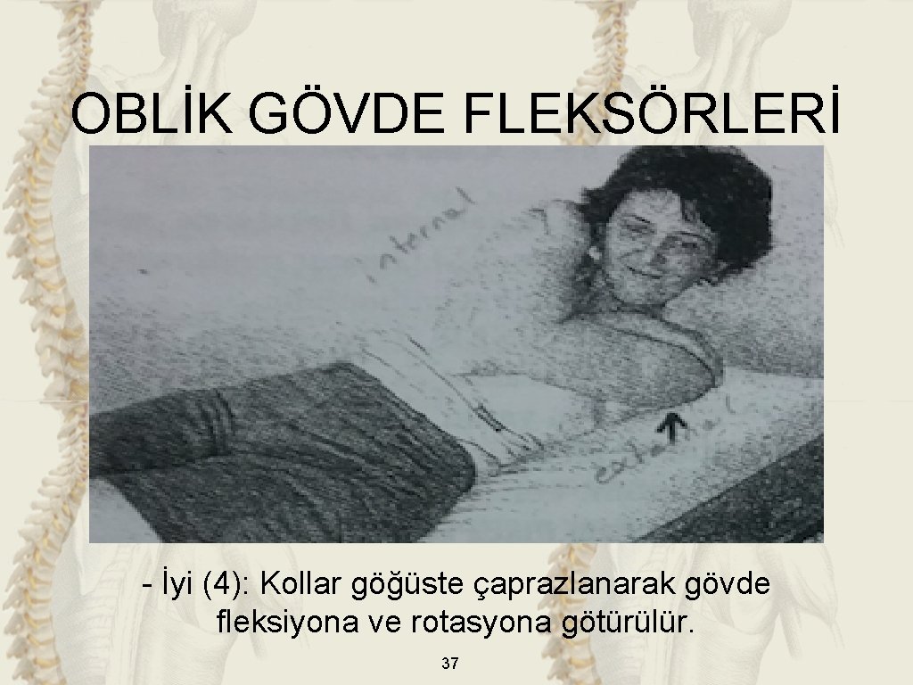 OBLİK GÖVDE FLEKSÖRLERİ - İyi (4): Kollar göğüste çaprazlanarak gövde fleksiyona ve rotasyona götürülür.