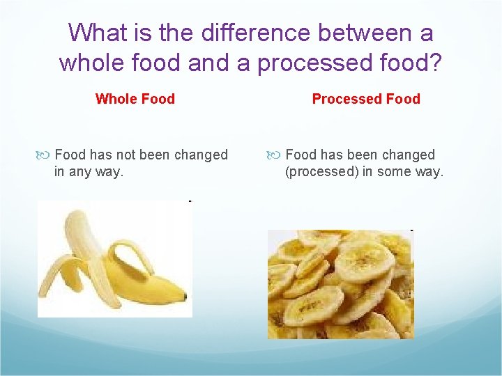What is the difference between a whole food and a processed food? Whole Food