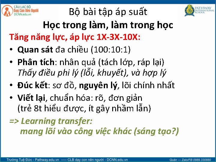 Bộ bài tập áp suất Học trong làm, làm trong học Tăng năng lực,