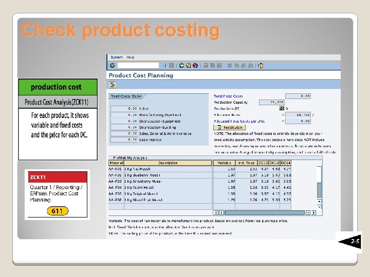 Check product costing 