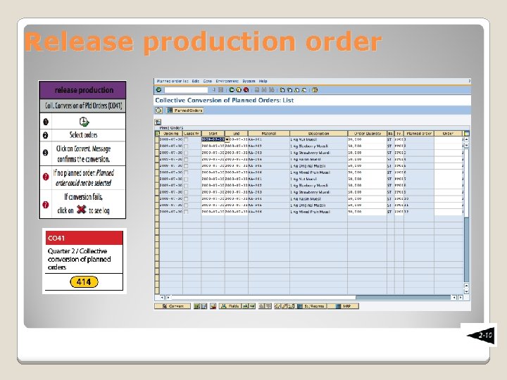 Release production order 