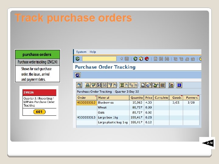 Track purchase orders 