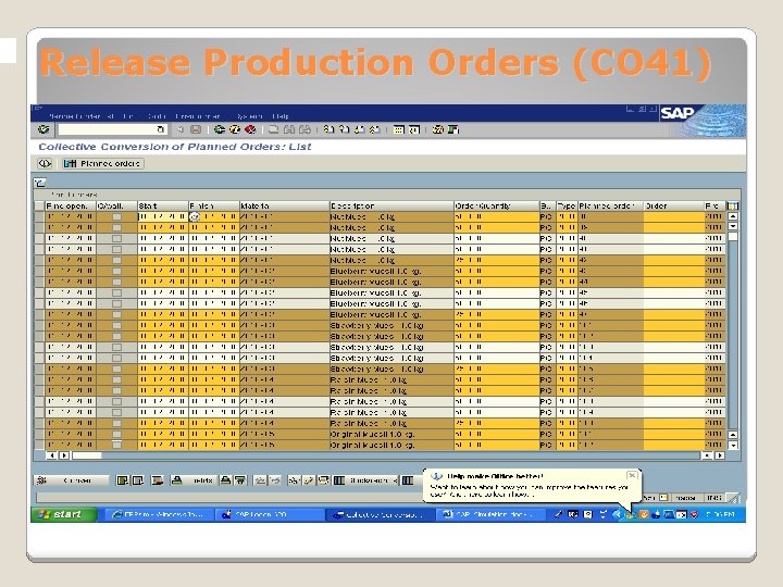 Release Production Orders (CO 41) 
