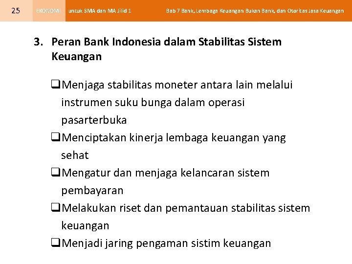 25 EKONOMI untuk SMA dan MA Jilid 1 Bab 7 Bank, Lembaga Keuangan Bukan