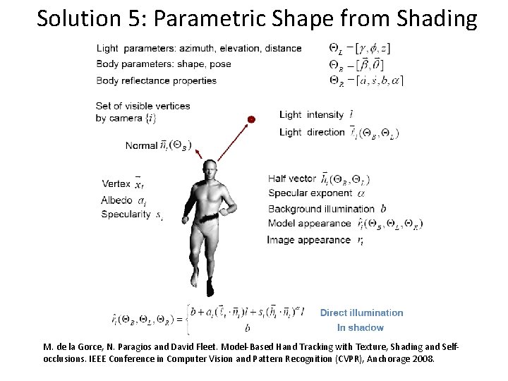 Solution 5: Parametric Shape from Shading M. de la Gorce, N. Paragios and David