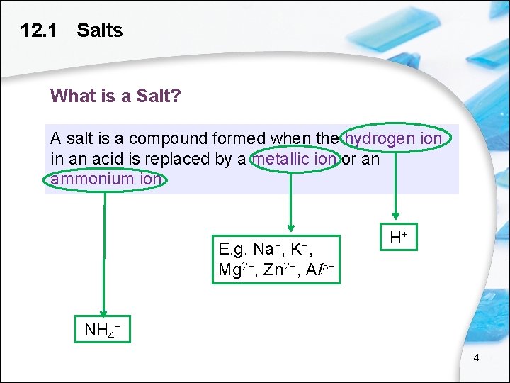 12. 1 Salts What is a Salt? A salt is a compound formed when