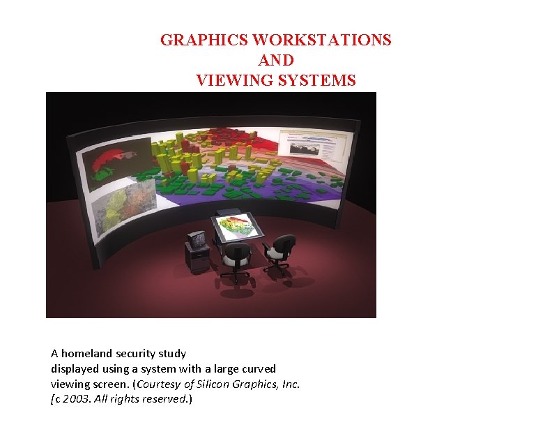 GRAPHICS WORKSTATIONS AND VIEWING SYSTEMS A homeland security study displayed using a system with