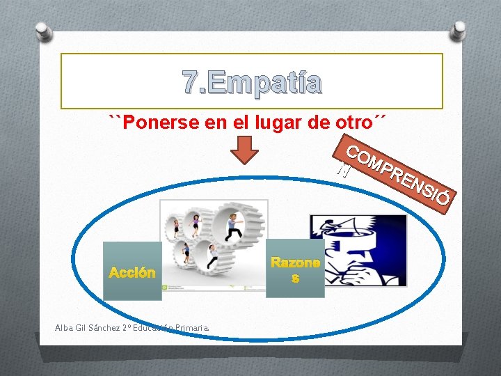 7. Empatía ``Ponerse en el lugar de otro´´ CO N MPR EN SIÓ Acción