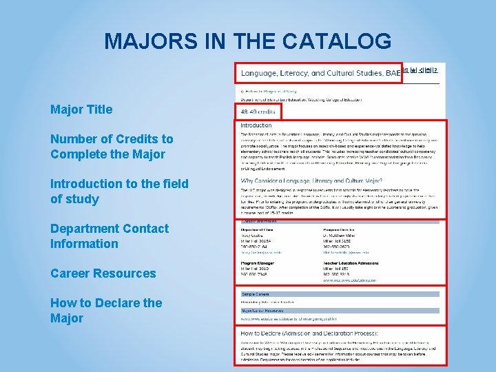 MAJORS IN THE CATALOG Major Title Number of Credits to Complete the Major Introduction