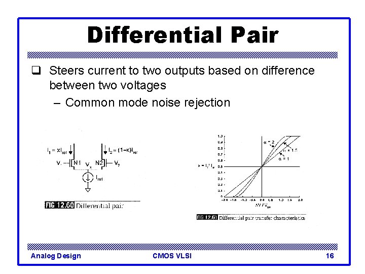 Differential Pair q Steers current to two outputs based on difference between two voltages