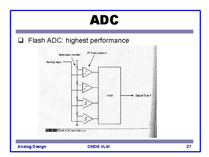 ADC q Flash ADC: highest performance Analog Design CMOS VLSI 27 