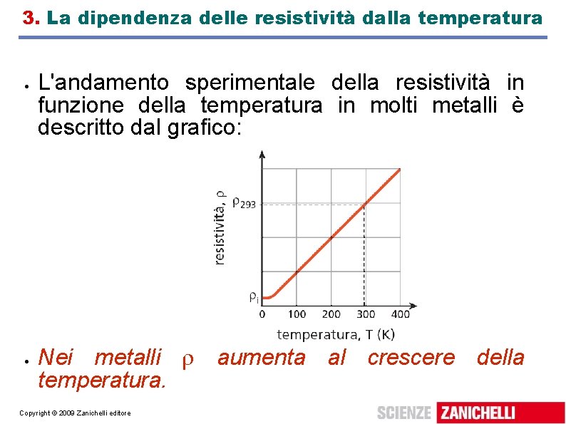 3. La dipendenza delle resistività dalla temperatura L'andamento sperimentale della resistività in funzione della