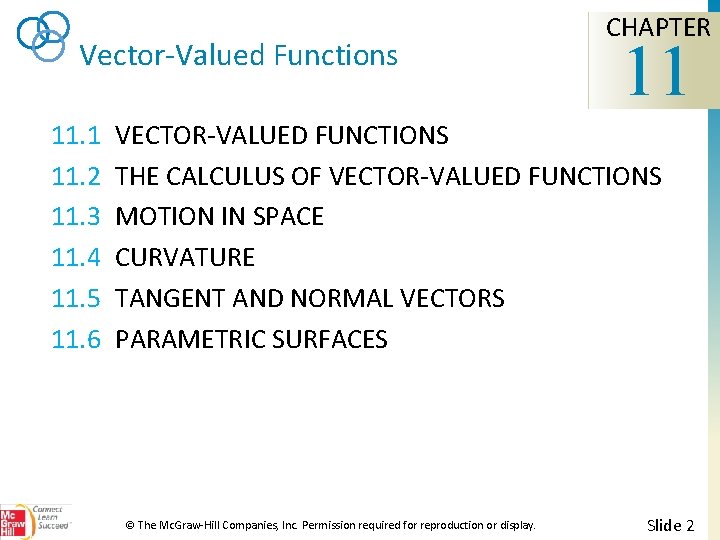 Vector-Valued Functions 11. 1 11. 2 11. 3 11. 4 11. 5 11. 6