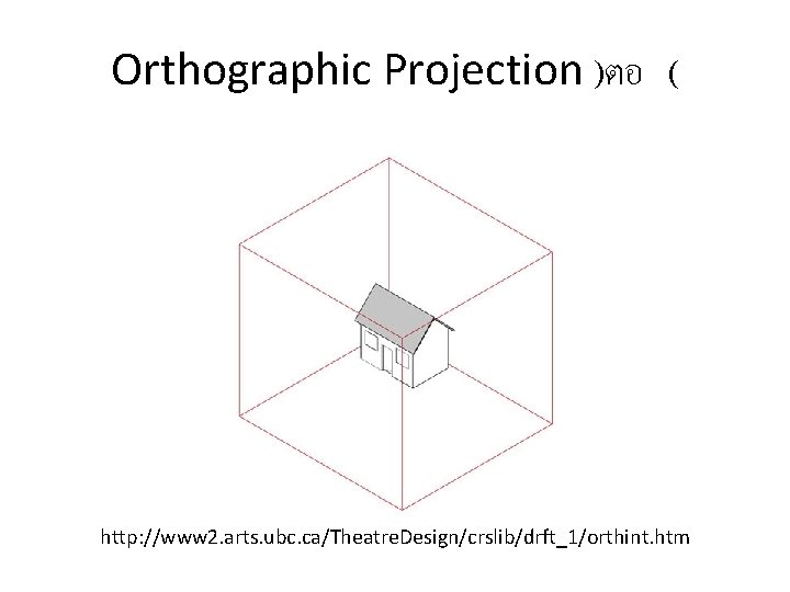 Orthographic Projection )ตอ ( http: //www 2. arts. ubc. ca/Theatre. Design/crslib/drft_1/orthint. htm 