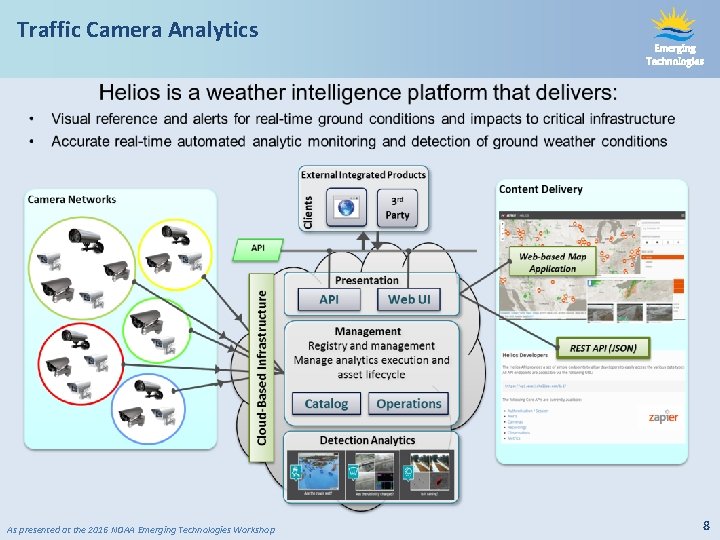 Traffic Camera Analytics As presented at the 2016 NOAA Emerging Technologies Workshop Emerging Technologies