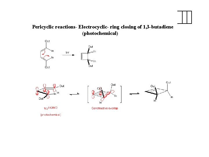 Pericyclic reactions- Electrocyclic- ring closing of 1, 3 -butadiene (photochemical) 