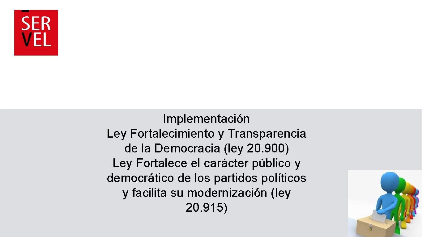 Implementación Ley Fortalecimiento y Transparencia de la Democracia (ley 20. 900) Ley Fortalece el