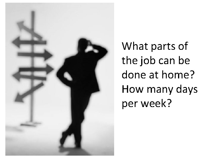 What parts of the job can be done at home? How many days per