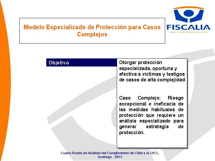 Modelo Especializado de Protección para Casos Complejos Objetivo Otorgar protección especializada, oportuna y efectiva