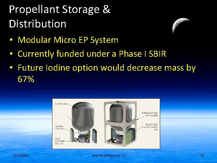 Propellant Storage & Distribution • Modular Micro EP System • Currently funded under a Propellant Storage & Distribution • Modular Micro EP System • Currently funded under a