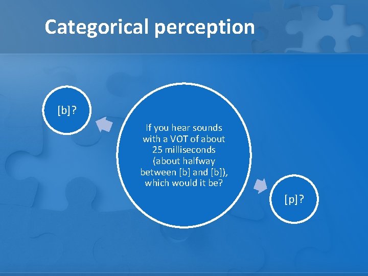 Categorical perception [b]? If you hear sounds with a VOT of about 25 milliseconds