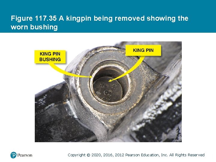 Figure 117. 35 A kingpin being removed showing the worn bushing Copyright © 2020,