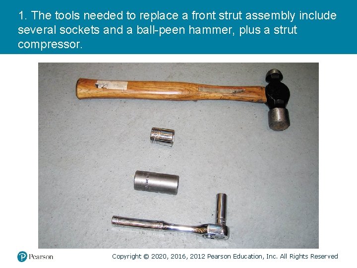 1. The tools needed to replace a front strut assembly include several sockets and