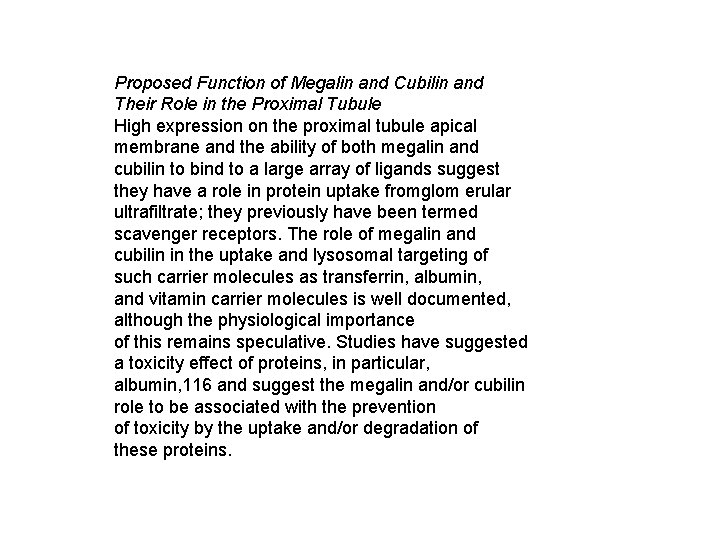 Proposed Function of Megalin and Cubilin and Their Role in the Proximal Tubule High