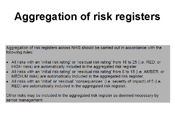 Aggregation of risk registers 