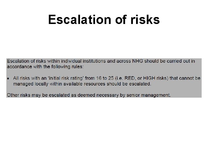 Escalation of risks 