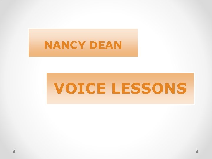 NANCY DEAN VOICE LESSONS 