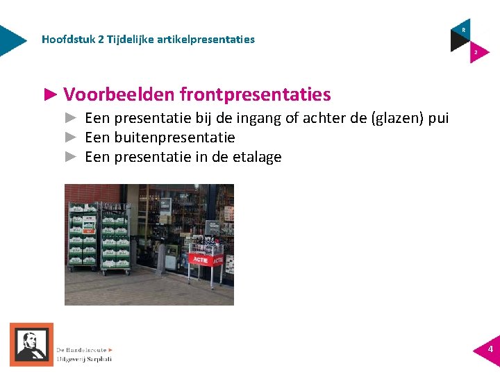 Hoofdstuk 2 Tijdelijke artikelpresentaties ► Voorbeelden frontpresentaties ► Een presentatie bij de ingang of